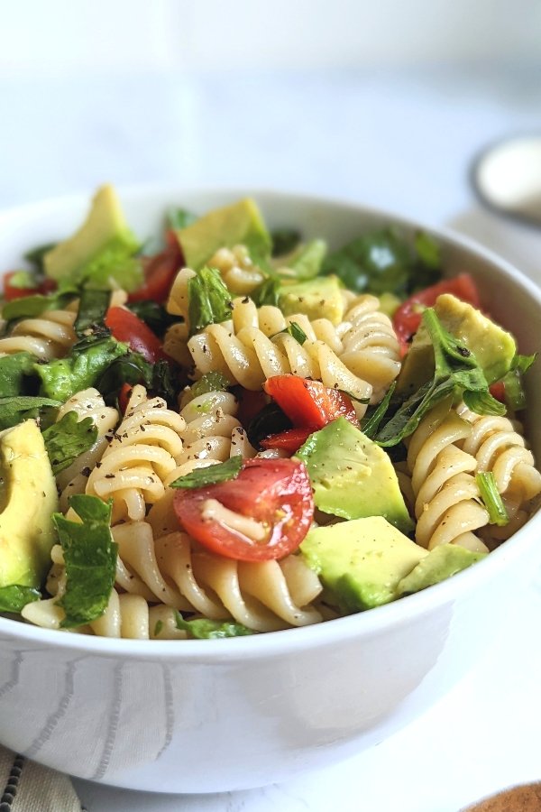 pasta salad with avocado tomatoes and basil vegan caprese pasta salad california pasta salad recipes for summer bbq and outings