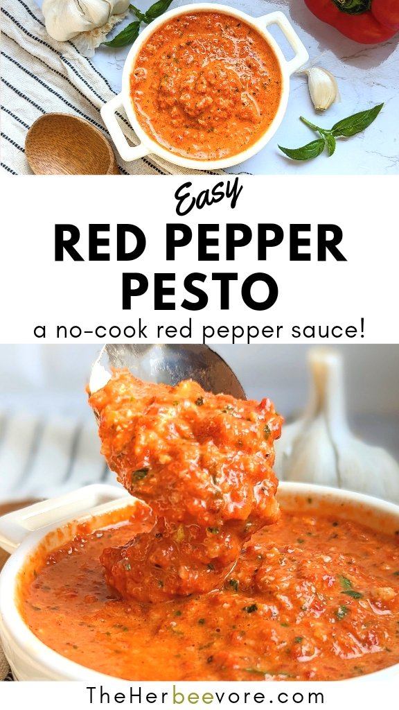 red pepper pesto recipe for pasta noodles spaghetti sauce with peppers healthy red pesto with bell peppers.