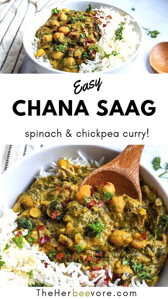 chana saag recipe spinach chickpea curry recipe with indian spices curry garam masala curry with chickpeas and frozen spinach
