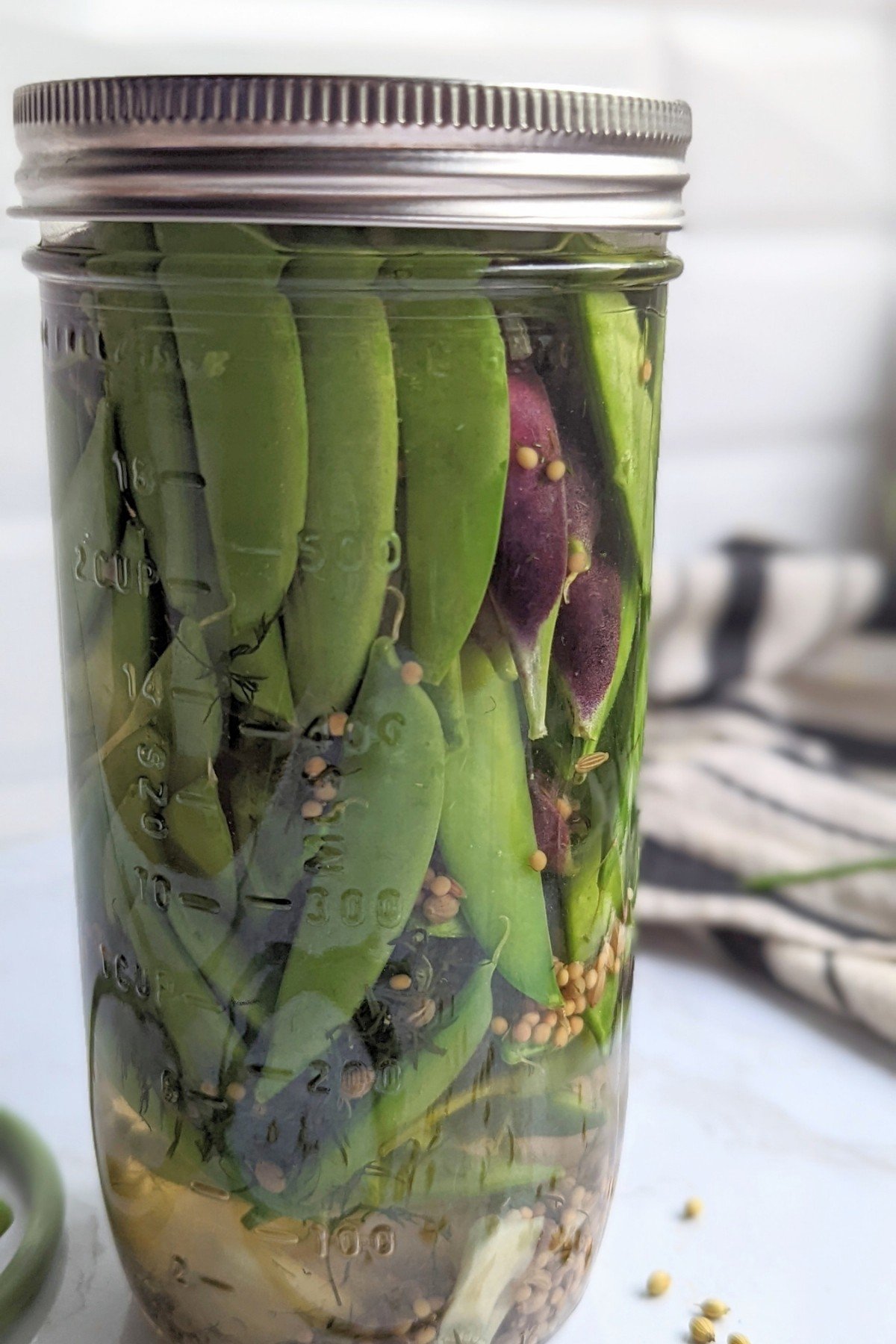 easy pickled sugar snap pea pickles recipe with dill cumin seed mustard seed dill seed white wine vinegar and rice wine vinegar pickles healthy recipes with snap peas