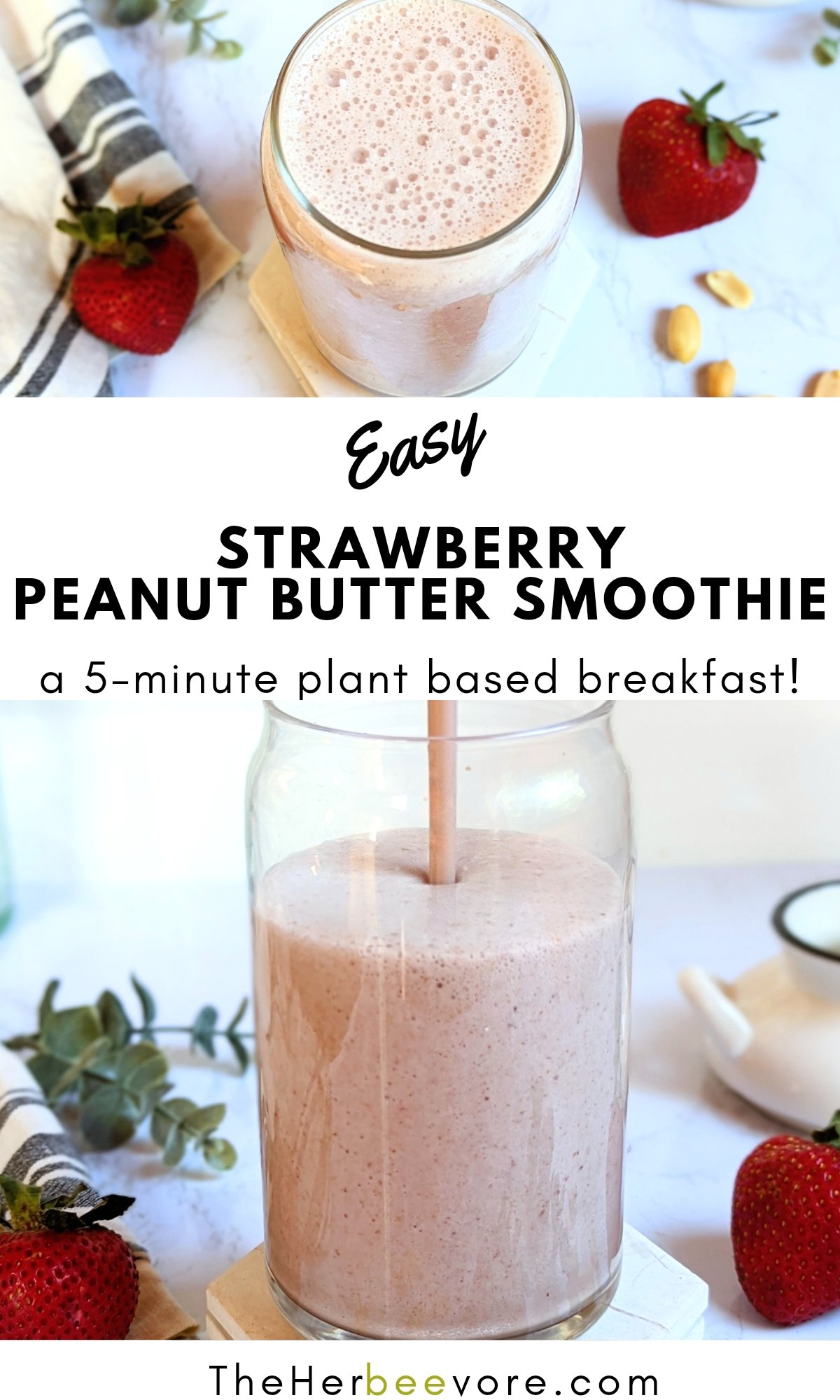 strawberry peanut butter smoothie recipe vegan dairy free smoothies with nut butter smoothie