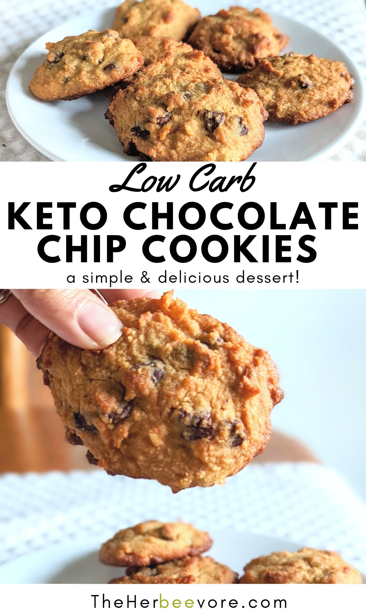 low carb keto chocolate chip cookies with almond flour and semi sweet dark chocolate chips easy homemade low carbohydrate chocolate chip cookies