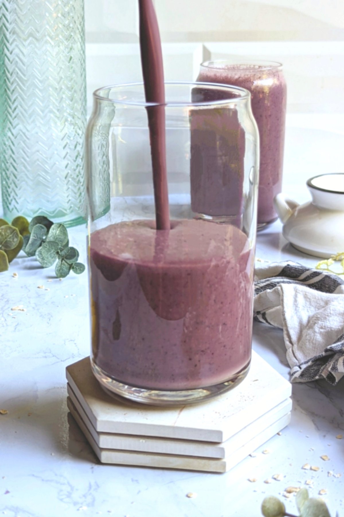 weight loss smoothie with oats recipe healthy high fiber breakfast smoothie with blueberries flax seed and water