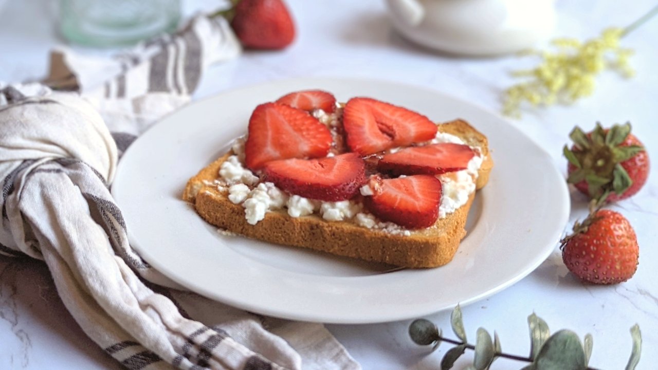 cottage cheese and strawberries on toast high protein breakfast with cottage cheese morning recipes for brunch