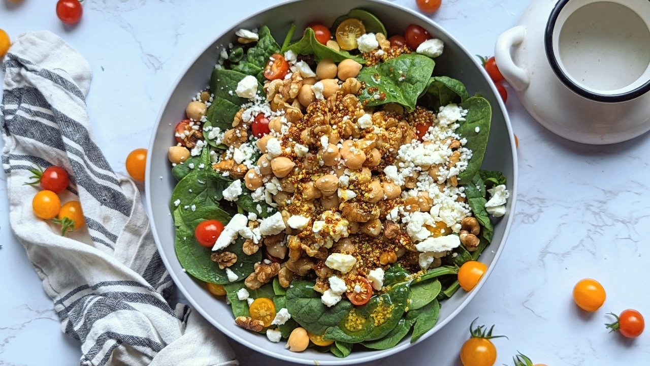 chickpea spinach salad recipe gluten free vegetarian salads with walnuts and tomatoes