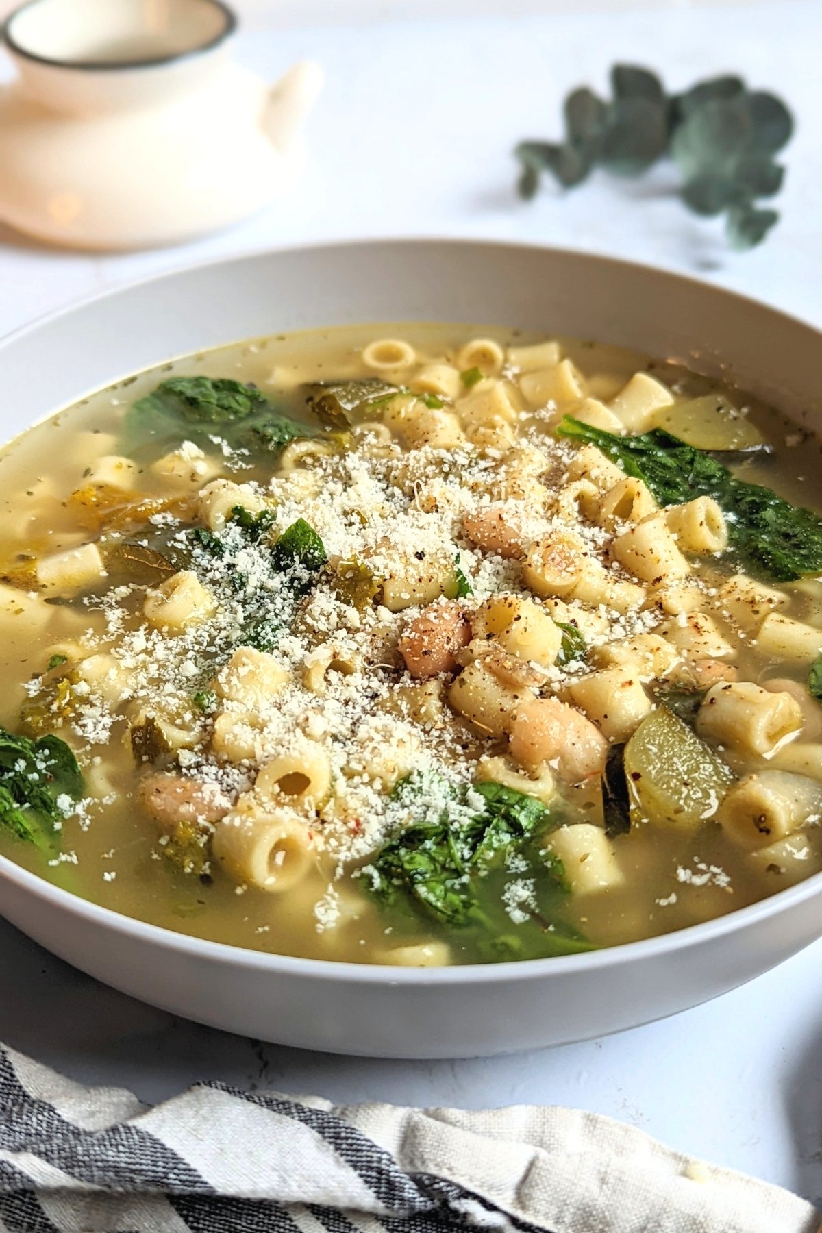 pasta fagioli with spinach or kale and zucchini parmesan cheese soup with pasta and white beans soup creamy pasta e fagioli