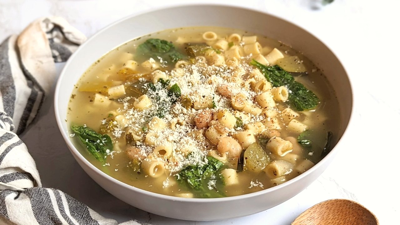 creamy pasta fagioli with spinach and zucchini white pasta e fagioli recipe pasta fazool soup recipe no tomatoes no meat