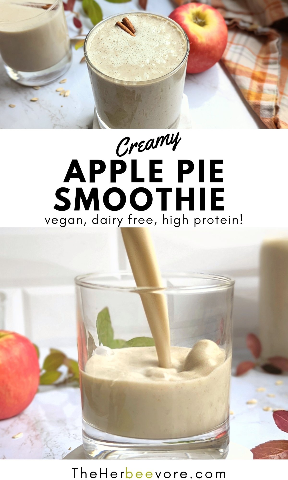 apple pie smoothie recipe vegan gluten free vegetarian high protein fall breakfast ideas