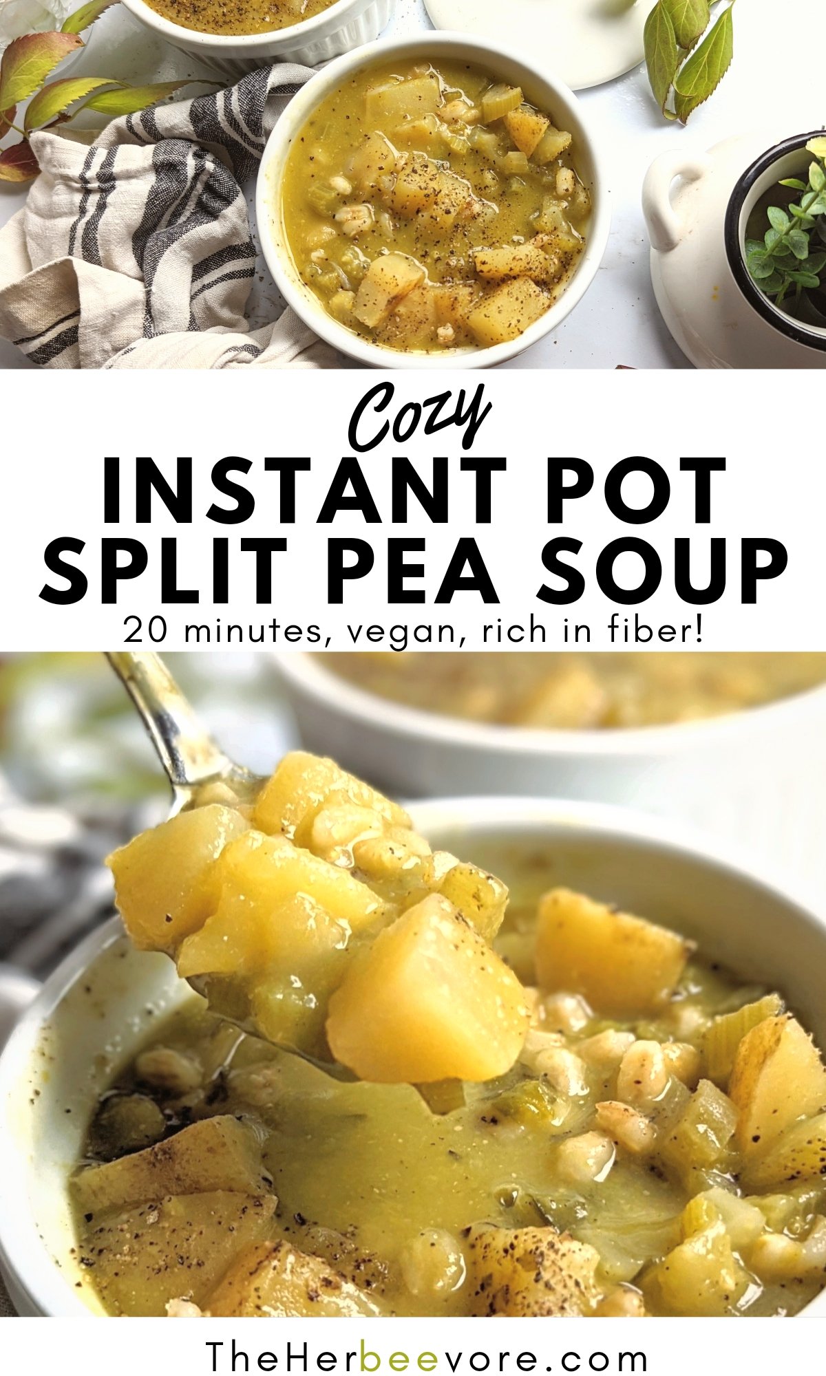vegan split pea soup instant pot recipe healthy fall soups vegetarian autumn recipes high fiber soups