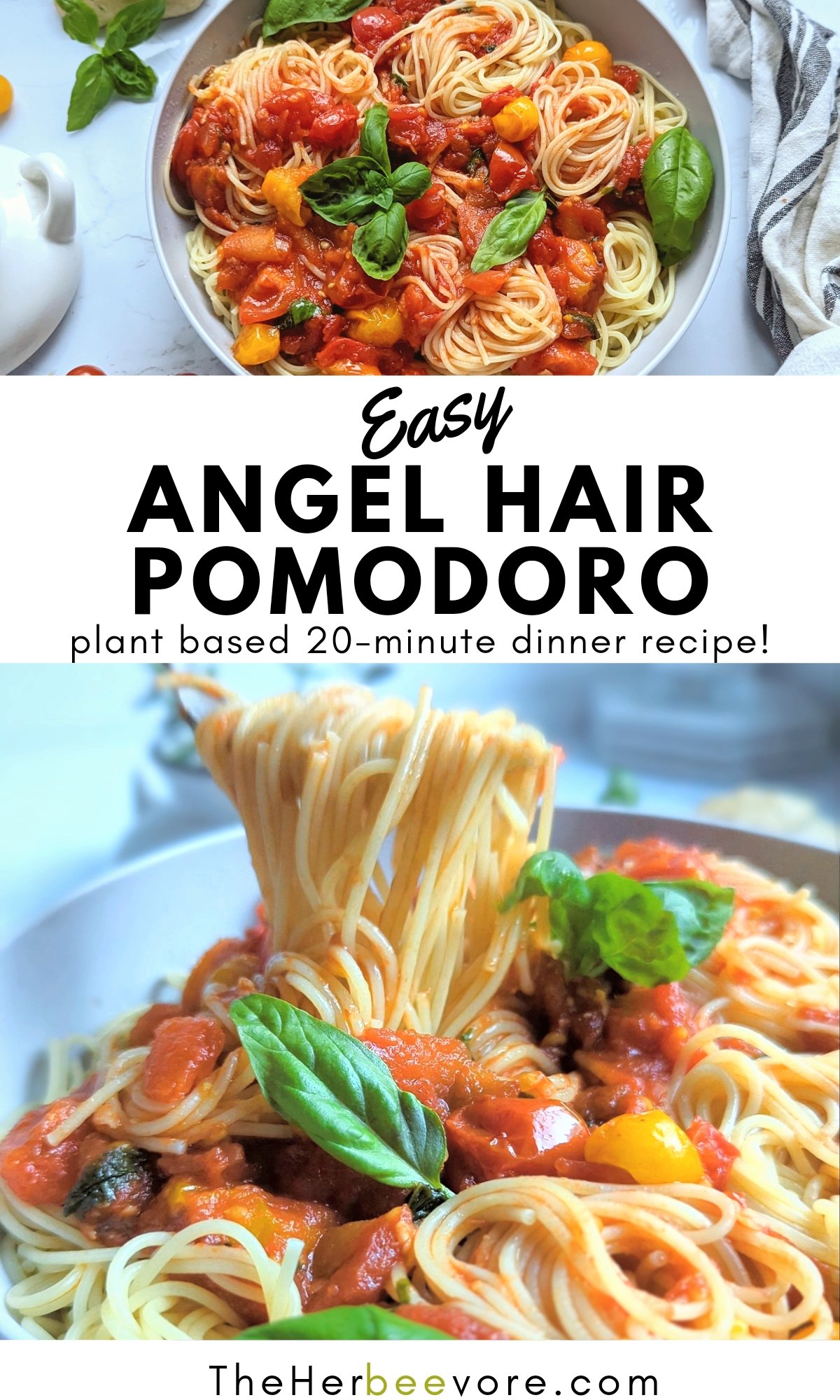 Angel Hair Pomodoro Recipe (Vegetarian Italian Pasta)