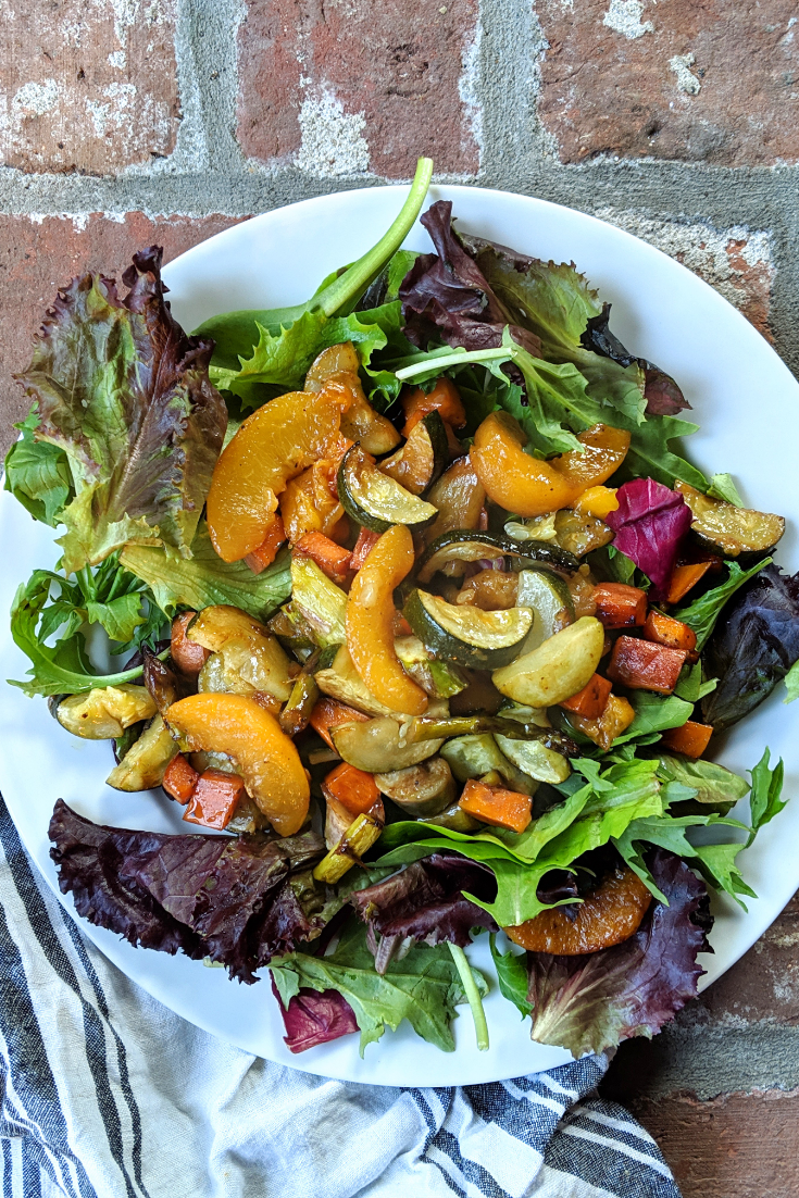 Grilled Peach Salad Recipe with Balsamic Vinaigrette Dressing