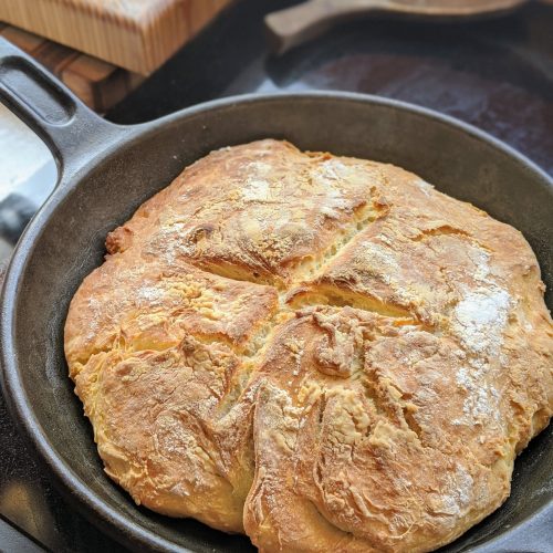 Homemade frying pan bread skillet olive oil bread recipe Pantry ingredients bread