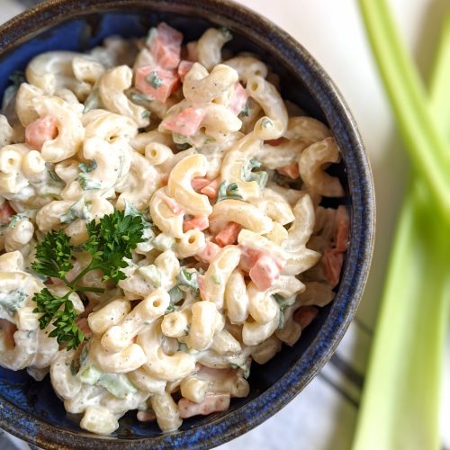 Healthy Macaroni Salad with Greek Yogurt Recipe (High Protein)