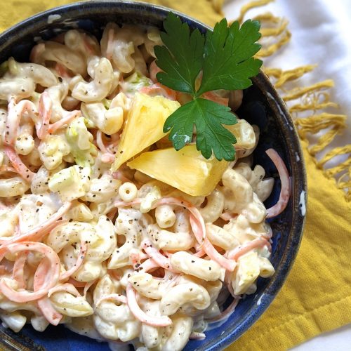 vegan hawaiian macaroni salad yogurt creamy