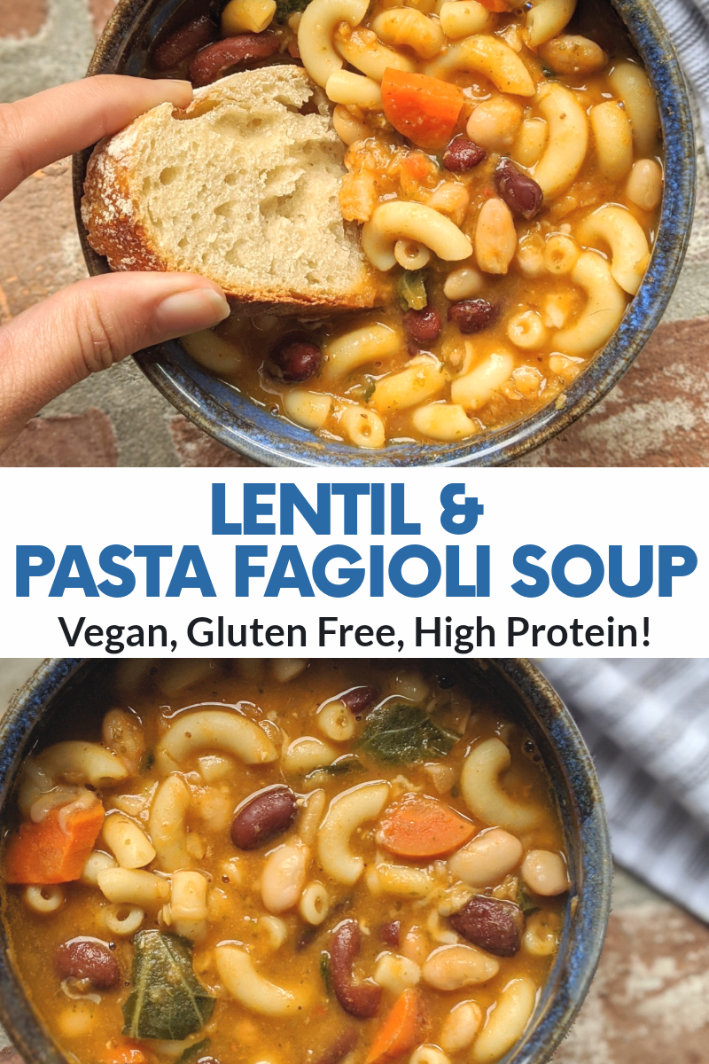 Lentil Pasta e Fagioli Soup Recipe (Vegetarian, Gluten Free, High Protein)