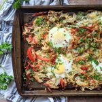 sheet pan breakfast recipe for brunch eggs hashbrowns savory breakfast ideas
