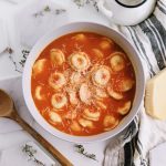 creamy ravioli soup recipe tomatoes vegan gluten free tomato dairy free vegetarian meatless meals healthy freezer and pantry ingredients clean out the freezer soup