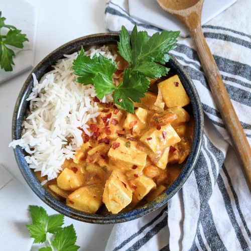 coconut curry tofu recipe one pot easy weeknight dinner recipes with coconut milk high protein vegan dinners recipe