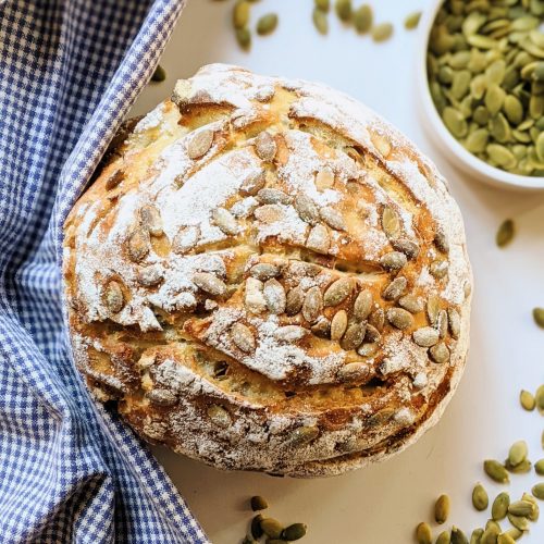 sourdough pumpkin seed bread recipe seeded sourdough vegan vegetarian nut free bread recipes dairy free