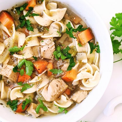 gluten free turkey noodle soup with egg noodles broad noodles no wheat healthy soup recipes for leftover turkey dairy free thanksgiving leftover turkey recipes