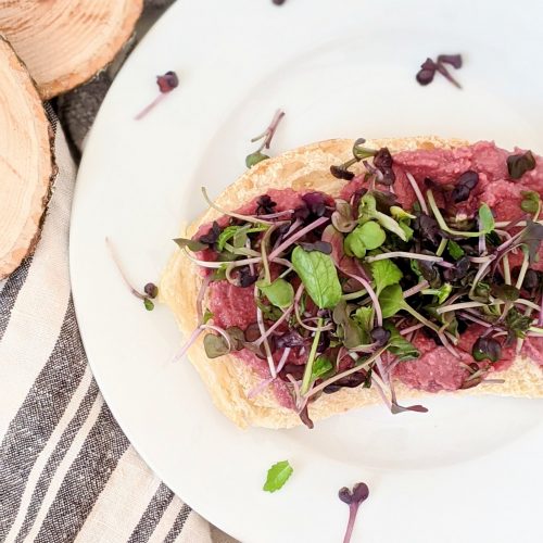 beet hummus tartine recipe open faced sandwich with beet hummus and microgreens healthy sprouts and beets sandwich vegan gluten free breakfast or snack or light lunch tartines