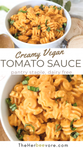 Creamy Tomato Dairy Free Pasta Sauce Recipe (Vegan, Nut Free)