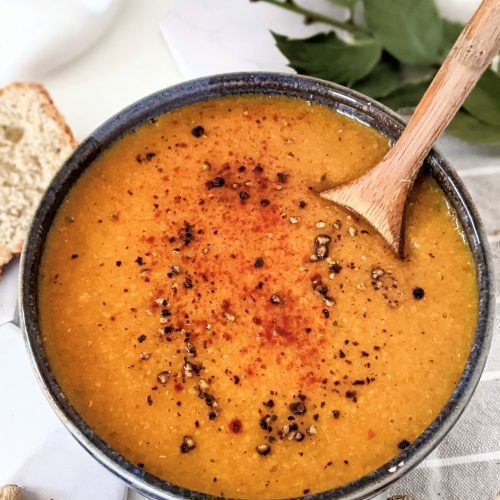vegetarian red lentil ginger soup recipe oil free ginger lentil soup vegan high protein lentil recipes low fat soups for lunch or dinner