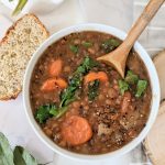 vegan oil free lentil soup recipe healthy fat free lentil soup vegetarian pressure cooker soups meal prep green lentil soup with greens