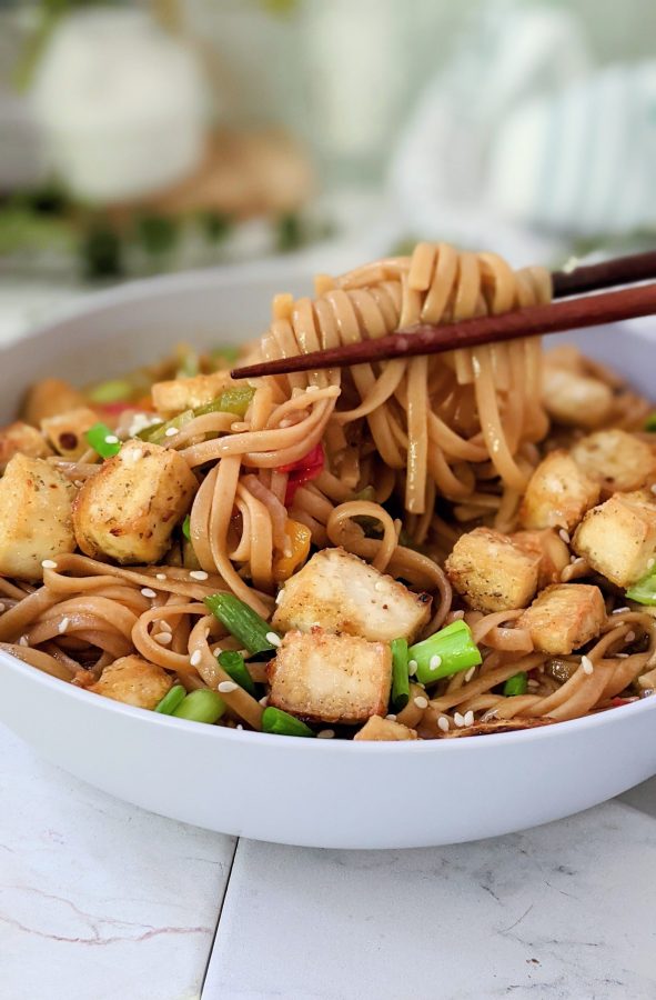 Sticky Garlic Noodles with Tofu Recipe (Vegan, Gluten Free)