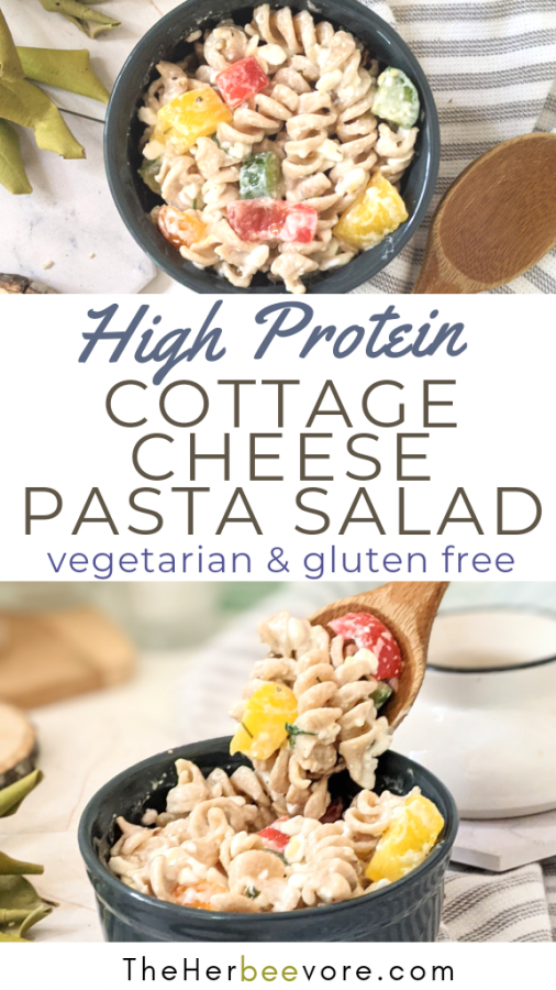 Creamy Cottage Cheese Pasta Salad Recipe (High Protein, Vegetarian, Gluten Free)