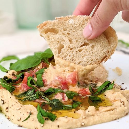 gluten free bruschetta hummus recipe no cook vegan appetizers for summer side dishes without cooking easy canned chickpea side dishes simple vegetarian no cook dips