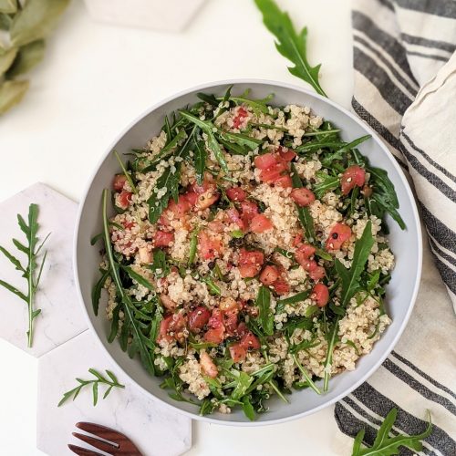 bruschetta quinoa salad recipe vegan gluten free summer salads to bring to a bbq party potluck or barbecue recipes everyone will love healthy high protein vegetarian salads filling salads for lunch or dinner