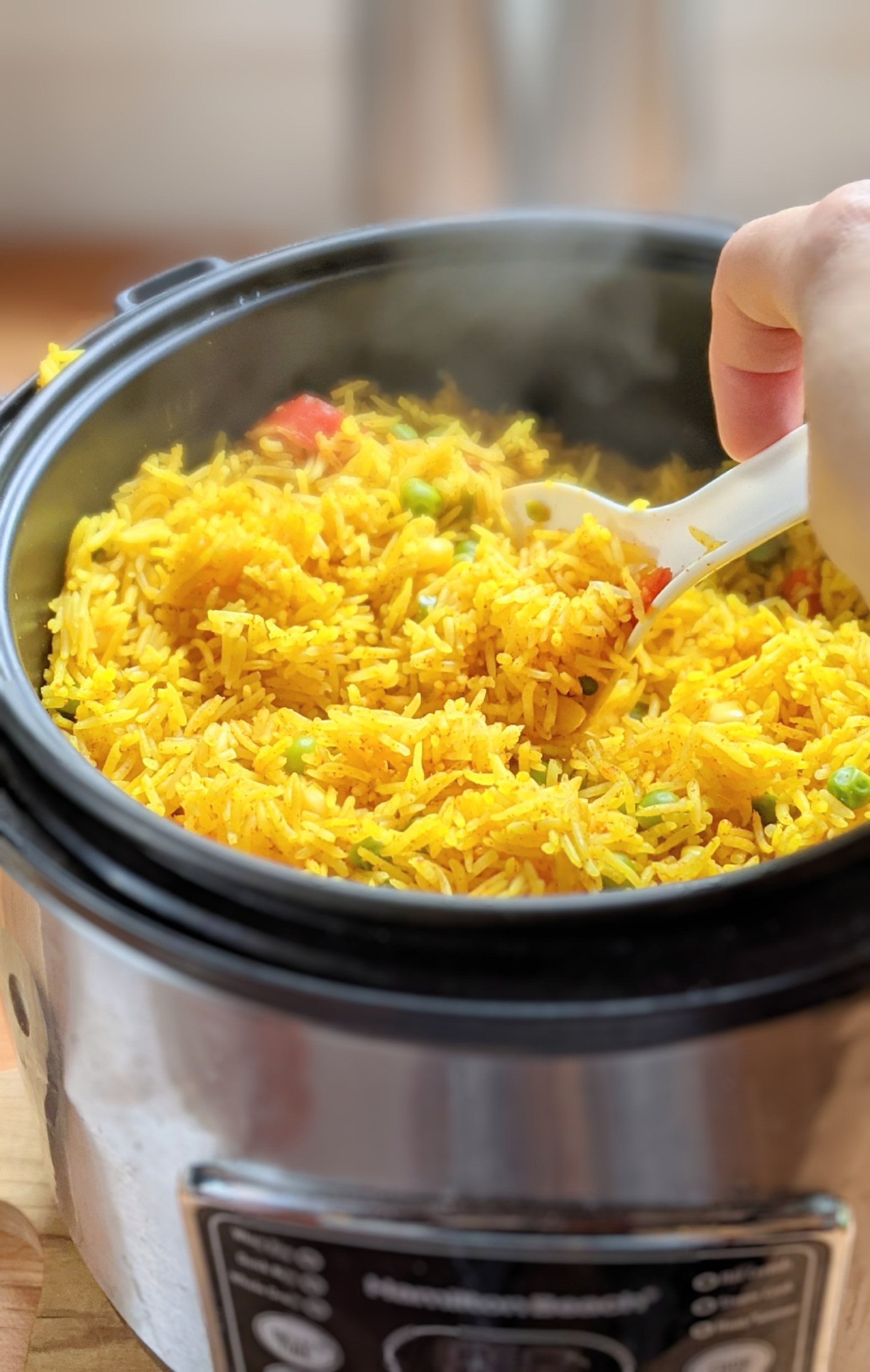 Rice Cooker Yellow Rice Recipe (Vegetarian/Vegan)