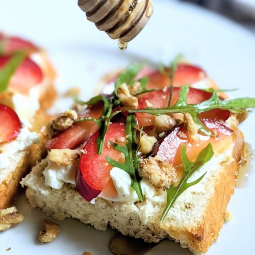 arugula toast with plums and ricotta fancy recipes for toast tuesday ricotta breakfast recipes with toasts and fruit stone fruit ricotta toast with arugula sweet and savory plum recipes