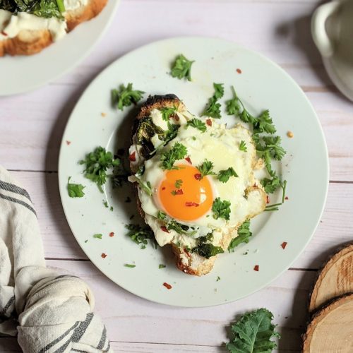 egg ricotta toast recipe healthy fried egg and ricotta cheese toast with spinach and parlsey vegetarian breakfast recipes savory ricotta toast with eggs