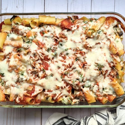 meatless baked ziti recipe vegetarian holiday side dishes baked ziti without meat no meat baked ziti recipe with cheese mushrooms spinach and ricotta and mozzarella cheese