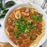 lentil bolognese with mushrooms pasta sauce brown lentil pasta sauce italian lentil noodles recipe vegan gluten free