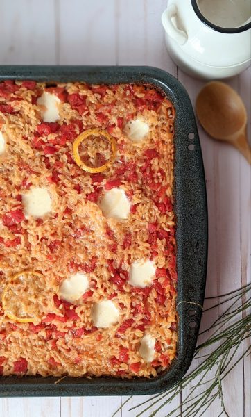 sheet pan pasta lemon mozzarella cheese vegetarian one pan dinners cook pasta in the oven easy orzo recipes