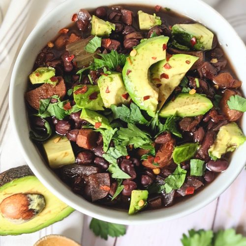 black bean soup with avocado recipe vegan gluten free high protein bean soups with avocadoes healthy veganuary recipes for new vegans