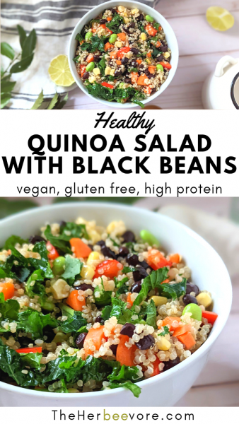 Quinoa Salad with Black Beans Recipe (High Protein, Vegan) - The Herbeevore