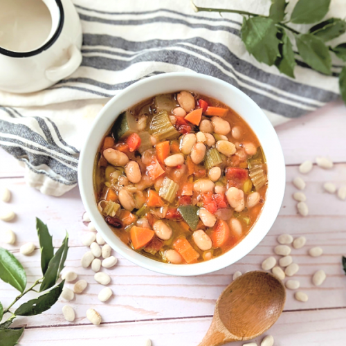 Fasolatha White Bean Soup Recipe (Vegan, Gluten Free, High Fiber)