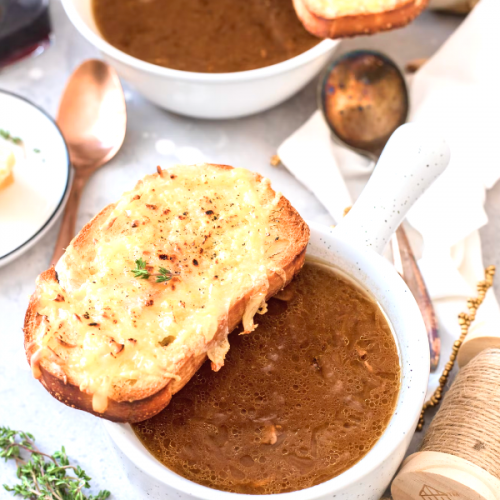 Vegan French Onion Soup (Gluten Free, Vegetarian, Meatless)