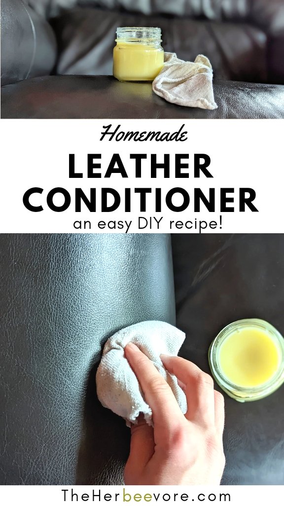 leather conditioner recipe with beeswax mineral oil coconut butter and olive oil recipe for shiny leather.