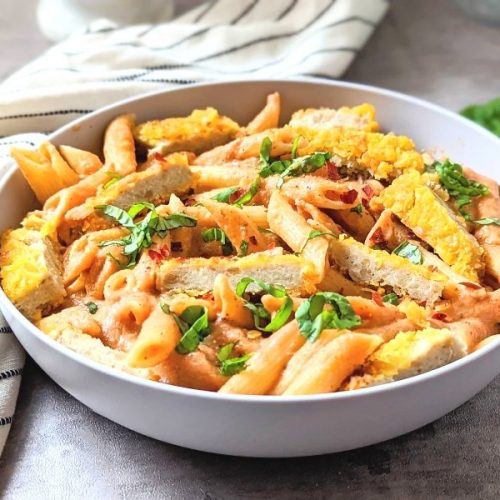 penne and chicken with vodka sauce recipe with chili flakes and fresh tomatoes with a gluten free and vegetarian option for the italian dinner recipe.