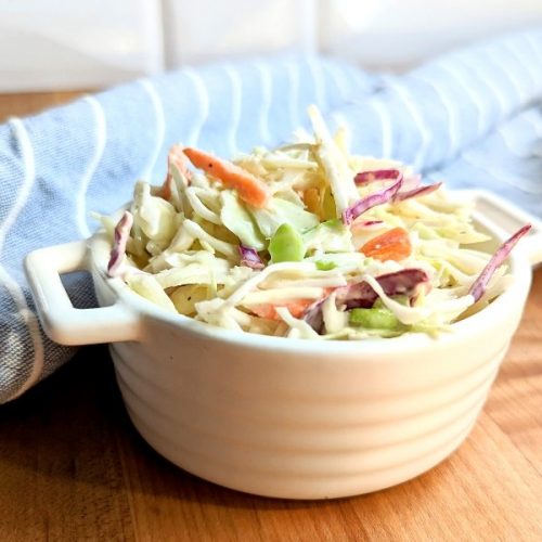 coleslaw with yogurt recipe no mayo coleslaw without mayonnaise recipe high protein side dishes for BBQ high protein creamy salad recipe with cabbage