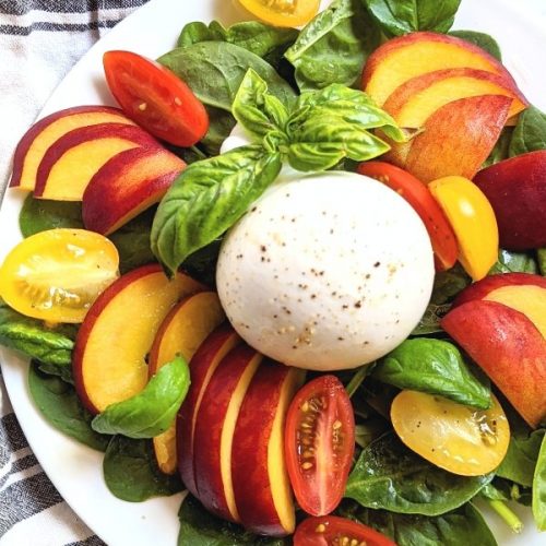 burrata salad with peaches recipe healthy gluten free burrata salad without meat fruit and cheese salad with basil
