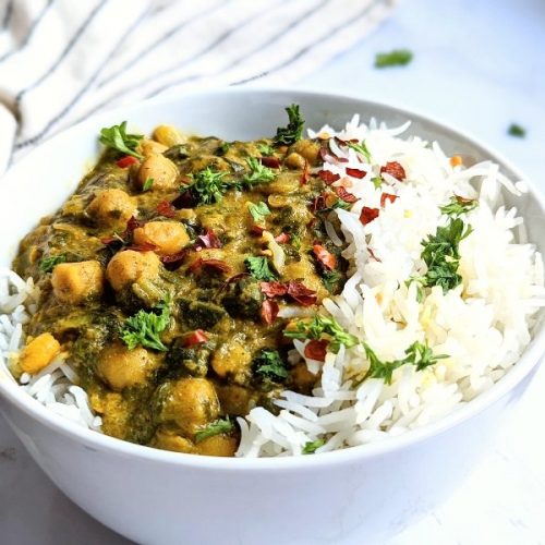 chickpea saag curry recipe dairy free vegan vegetarian plant based chana saag vegan indian recipes