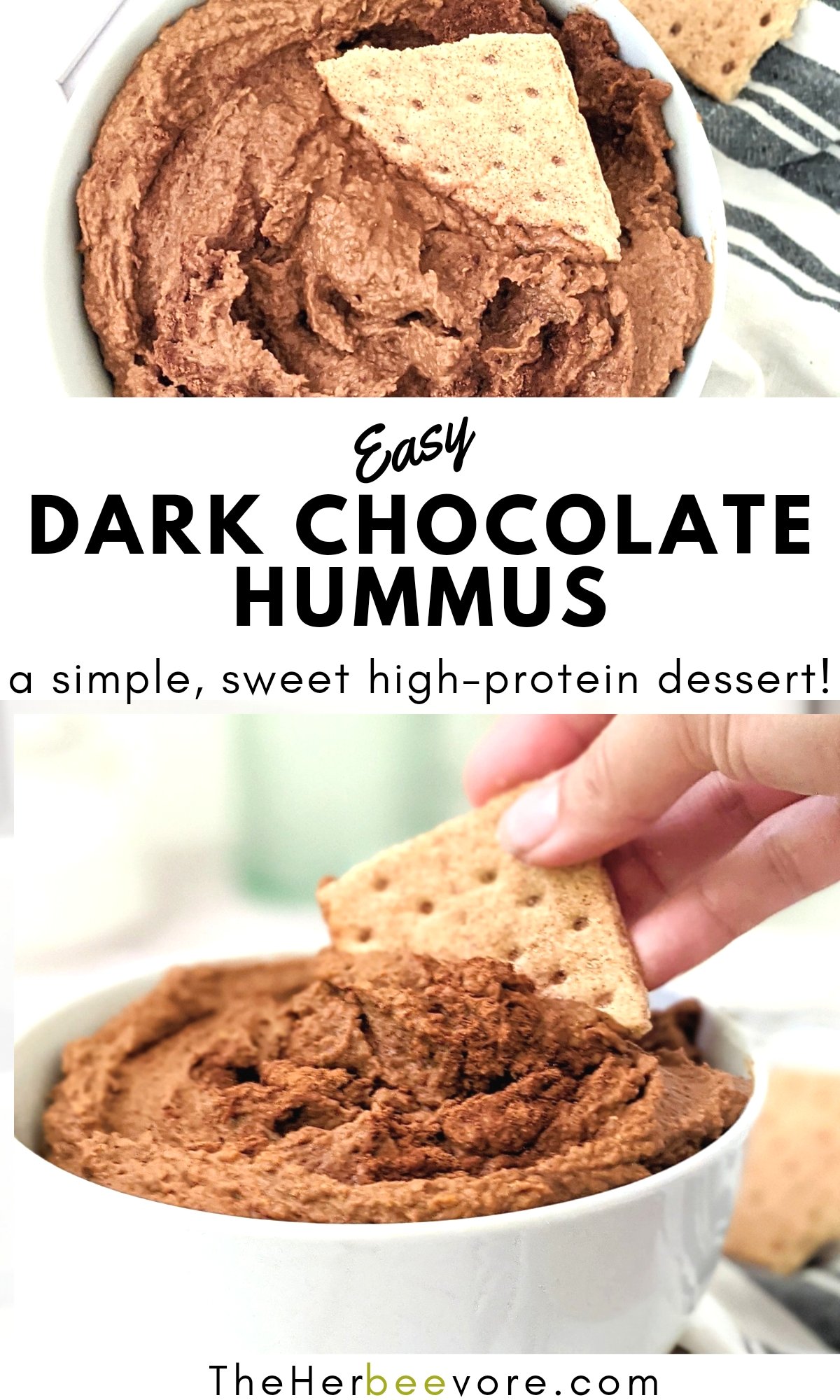 Dark Chocolate Hummus Recipe (Vegan, Gluten Free, High Protein)