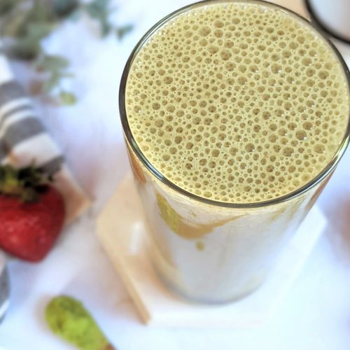 matcha strawberry smoothie shake for breakfast protein matcha berry smoothie with ceremonial grade matcha powder and fresh summer strawberries
