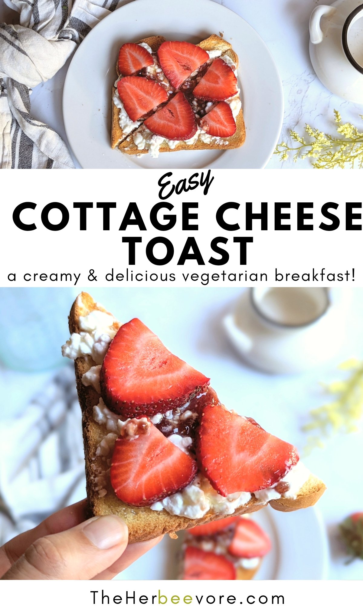 Cottage Cheese Toast with Fruit Recipe (Vegetarian, High Protein)